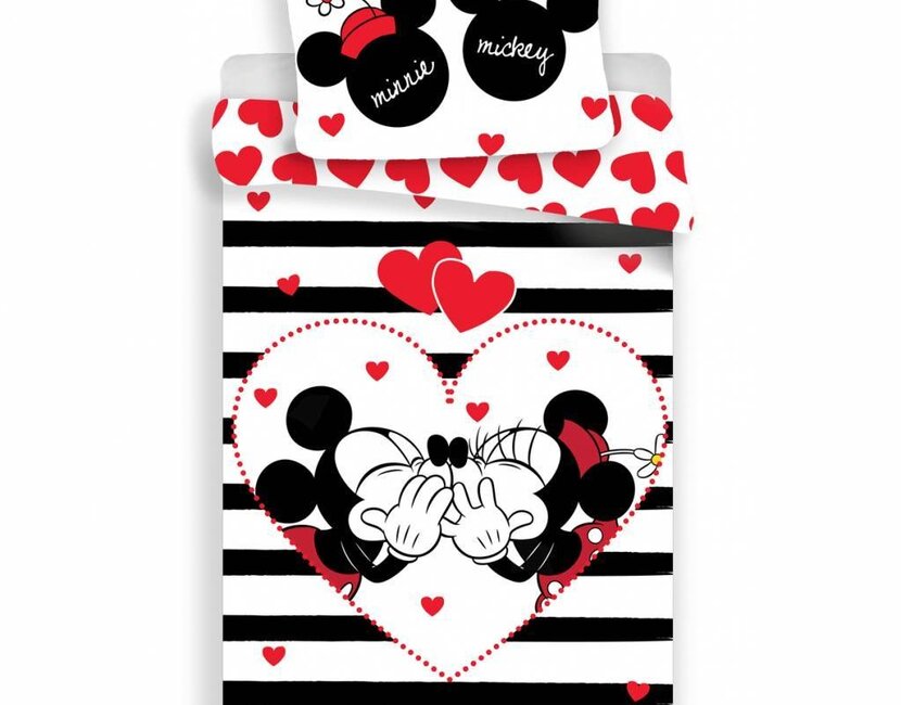 Disney Minnie Mouse Dekbedovertrek Stripe 140 x 200 cm + 1 kussensloop van 70 x 90 cm - Katoen