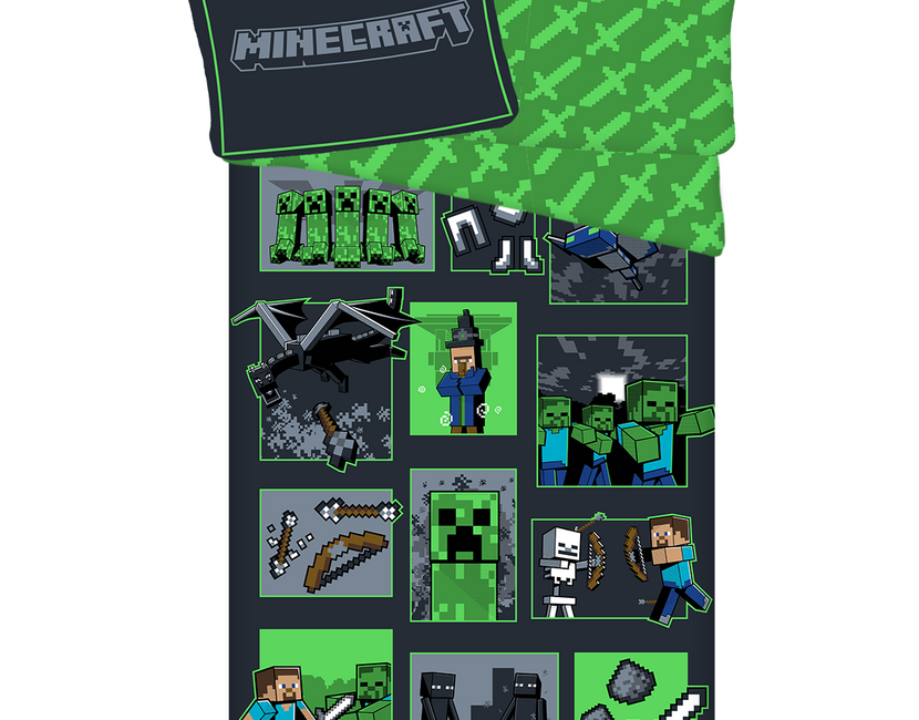 Minecraft Dekbedovertrek Survival Mode - 140 x 200 cm / 70 x 90 cm - Katoen