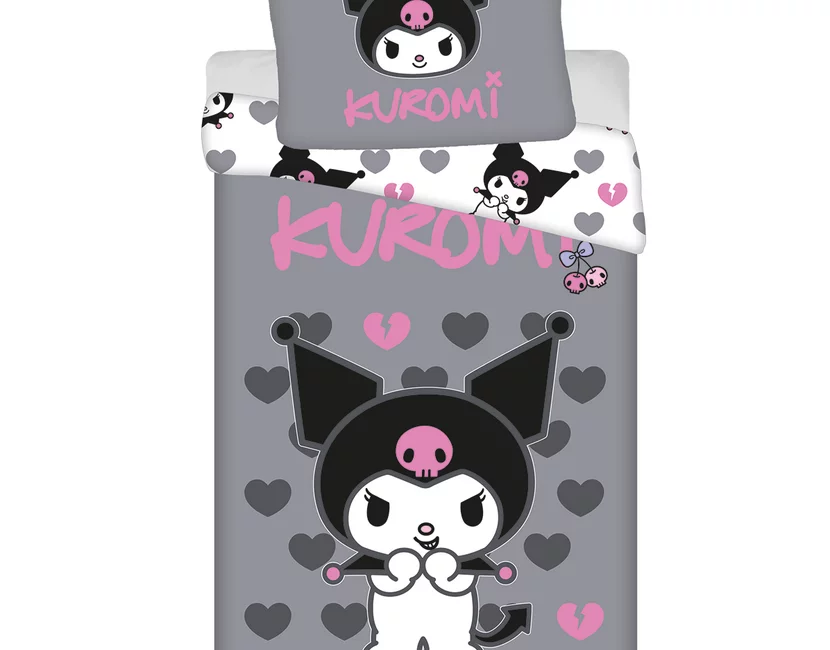 Hello Kitty Dekbedovertrek Kuromi Hearts - 140 x 200 cm / 70 x 90 cm - Katoen