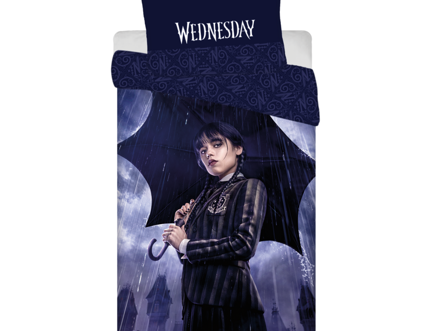 Wednesday Dekbedovertrek, Rain - Eenpersoons - 140 x 200 cm / 70 x 90 cm - Katoen