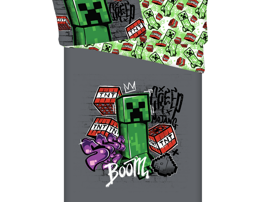Minecraft Dekbedovertrek, Metro Art - Eenpersoons - 140 x 200 + 70 x 90 cm - Katoen