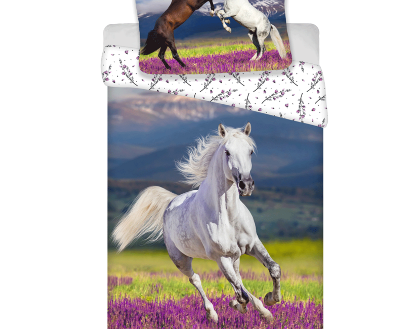 Sweet Home Dekbedovertrek, Paarden - Eenpersoons - 140 x 200 + 70 x 90 cm - Katoen