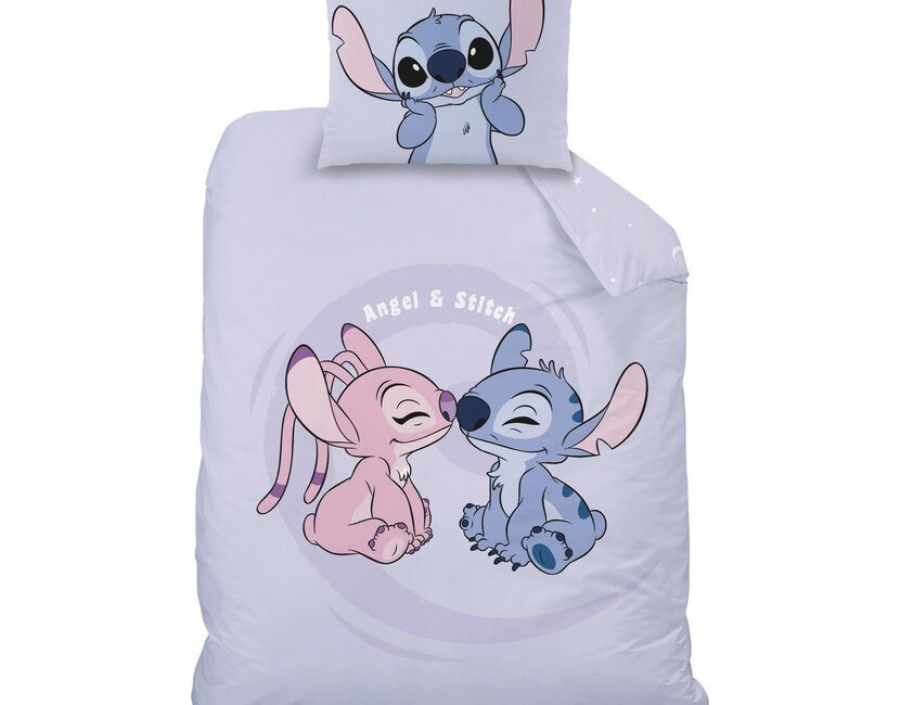 Disney Lilo & Stitch Dekbedovertrek, Happy - Eenpersoons -140 x 200 + 63 x 63 cm - Katoen