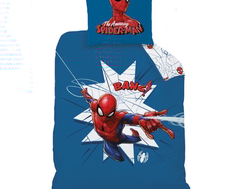 Spider-Man Dekbedovertrek, Jumping - Eenpersoons -140 x 200 + 63 x 63 cm - Katoen