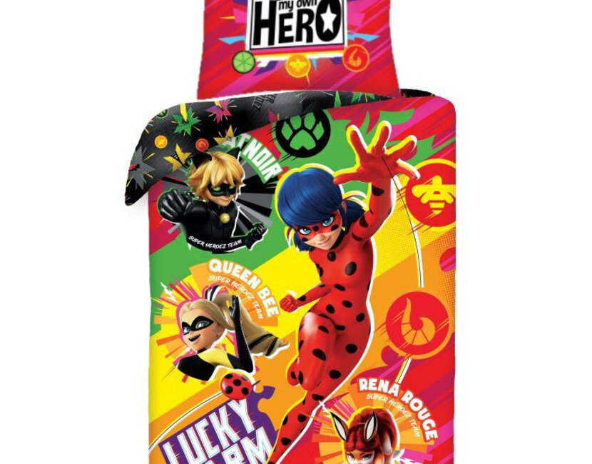 Miraculous Dekbedovertrek, Lucky Charm - Eenpersoons - 140 x 200 cm - Katoen