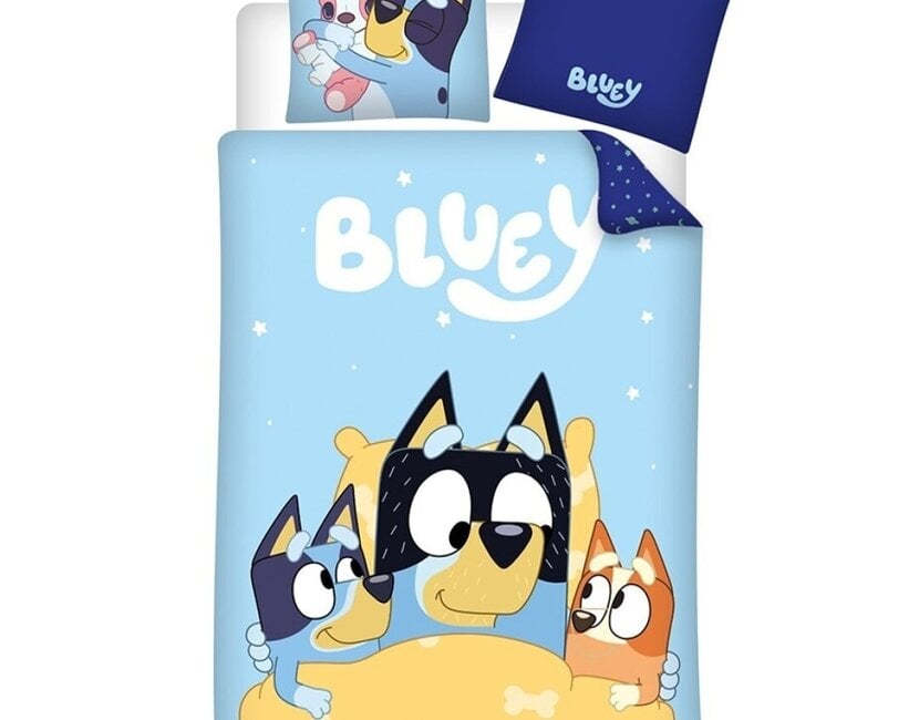 Bluey Dekbedovertrek, Goodnight - Eenpersoons - 140 x 200 + 65 x 65 cm - Katoen