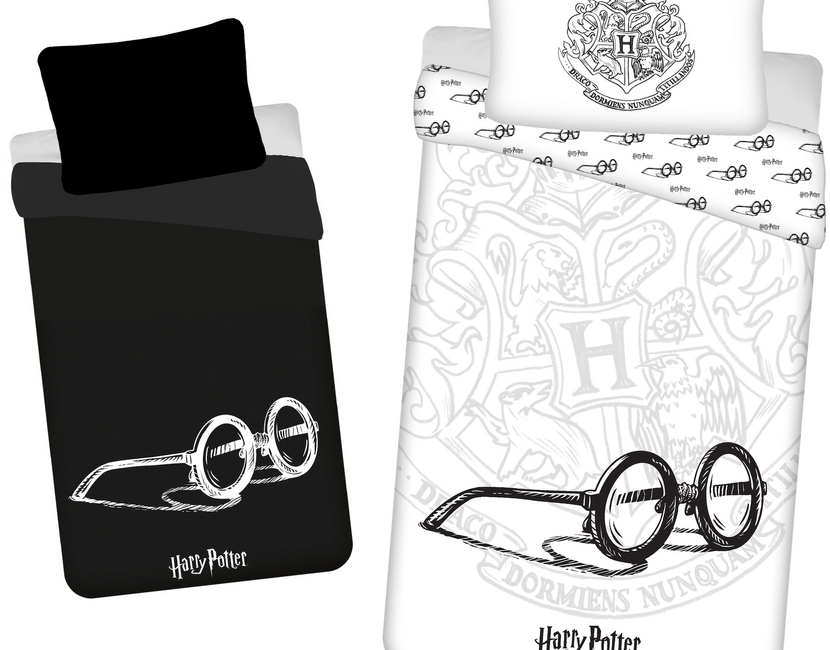Harry Potter Dekbedovertrek Glow in the Dark, Bril - Eenpersoons - 140 x 200 cm + 70 x 90 cm  - Katoen