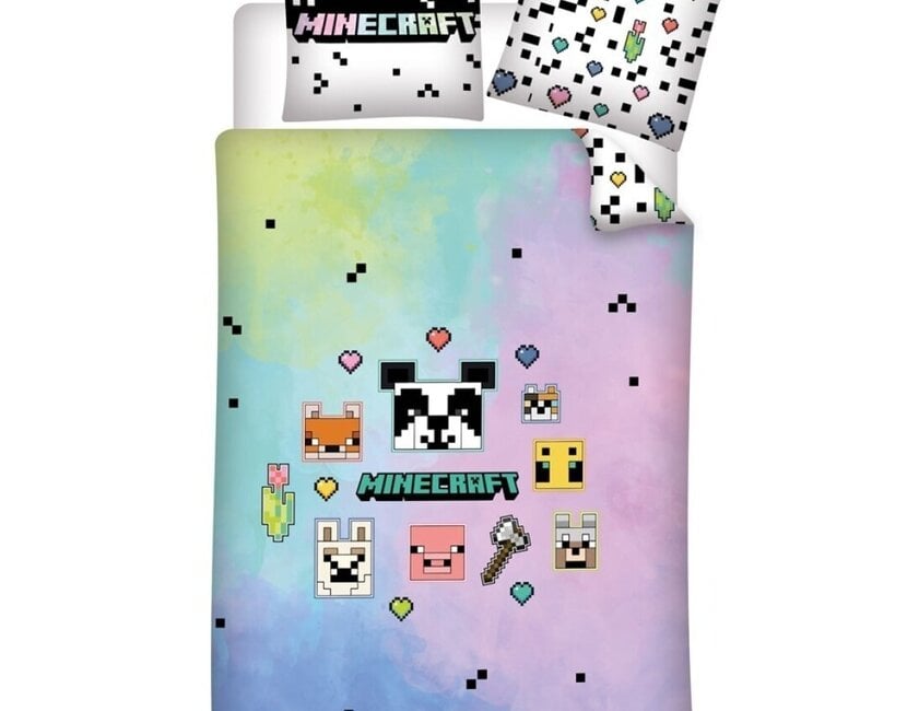 Minecraft Dekbedovertrek, Animals - Eenpersoons - 140 x 200 + 63 x 63 cm - Polyester