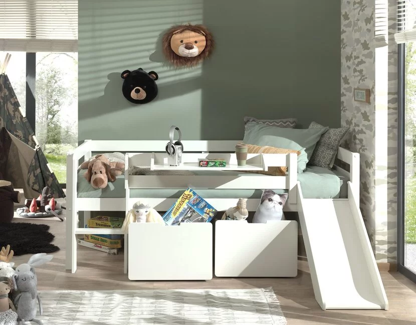 Halfhoogslaper Pino - Wit - 90x200 - alleen het bed (variant 2)