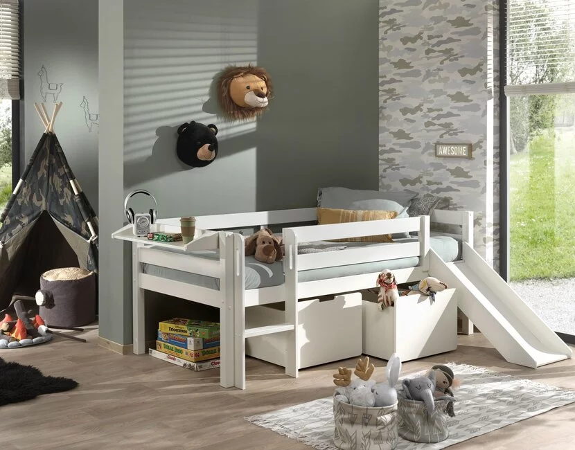 Halfhoogslaper Pino - Wit - 90x200 - alleen het bed (variant 2)