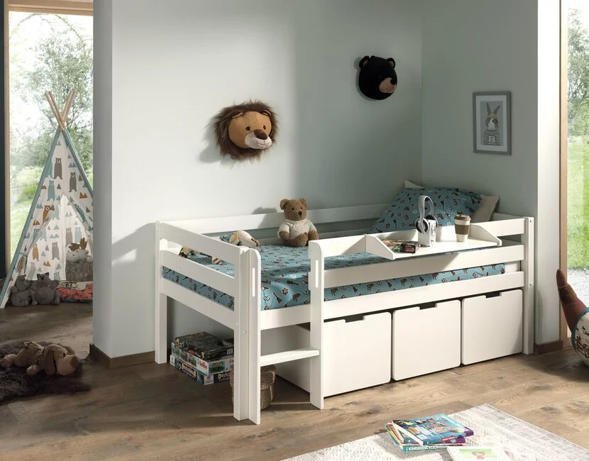 Halfhoogslaper Pino - Wit - 90x200 - alleen het bed (variant 2)