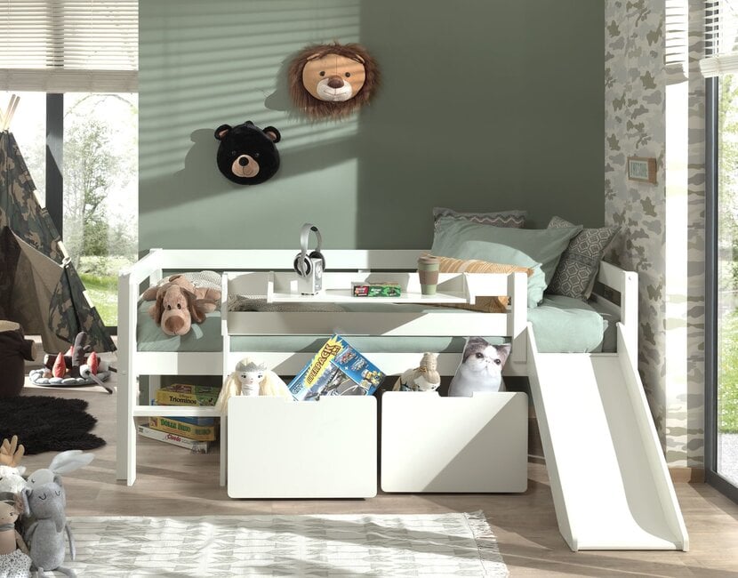 Halfhoogslaper Pino - Wit - 90x200 - met 3 lades (variant 5)