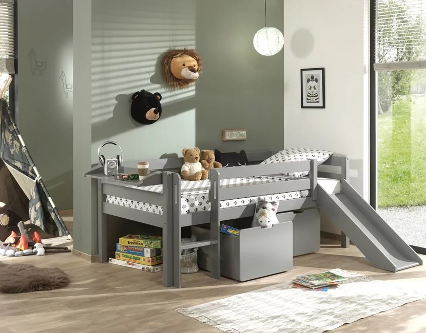 Halfhoogslaper Pino - Grijs - 90x200cm - met bedplank (variant 2)