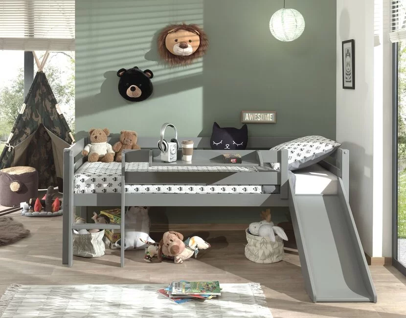 Halfhoogslaper Pino - Grijs - 90x200cm - met bedplank (variant 2)