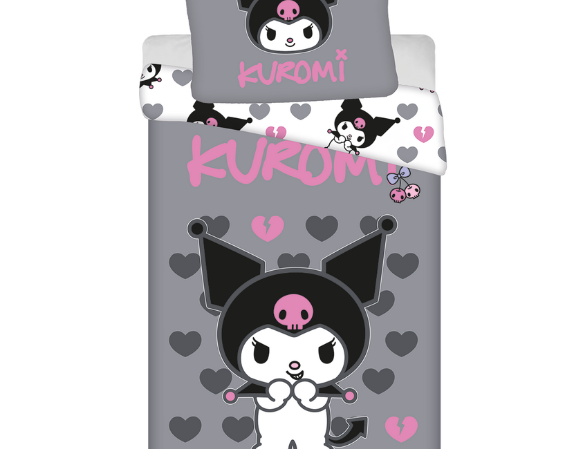 Hello Kitty Dekbedovertrek Kuromi Hearts - 140 x 200 cm / 70 x 90 cm - Katoen