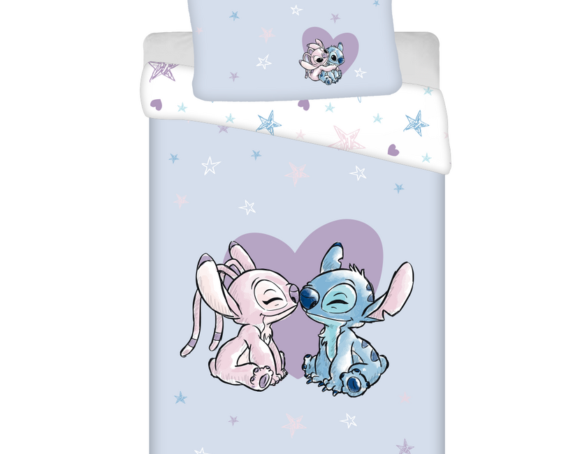 Disney Lilo & Stitch Dekbedovertrek, Hart - Eenpersoons - 140 x 200 + 70 x 90 cm  - Katoen