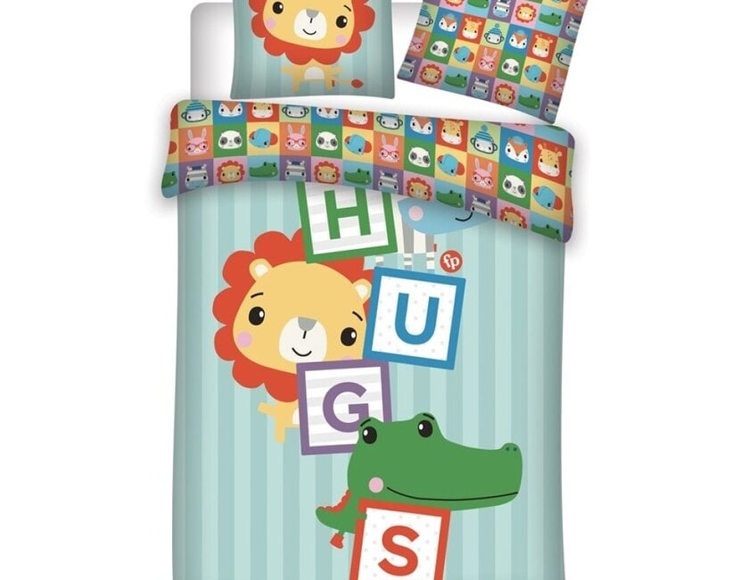 Fisher Price Dekbedovertrek, Hugs - 140 x 200 + 65 x 65 cm - Biologisch Katoen