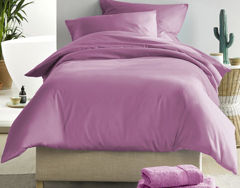 De Witte Lietaer Dekbedovertrek Katoen Satijn, Olivia Smoky Grape - 140 x 200/220 + 60 x 70 cm