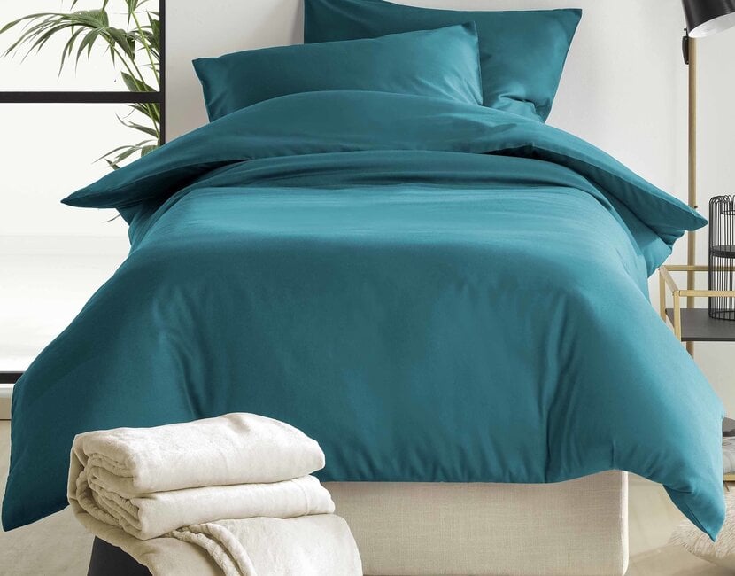 De Witte Lietaer Dekbedovertrek Katoen Satijn, Olivia Lake Green - 140 x 200/220 + 60 x 70 cm