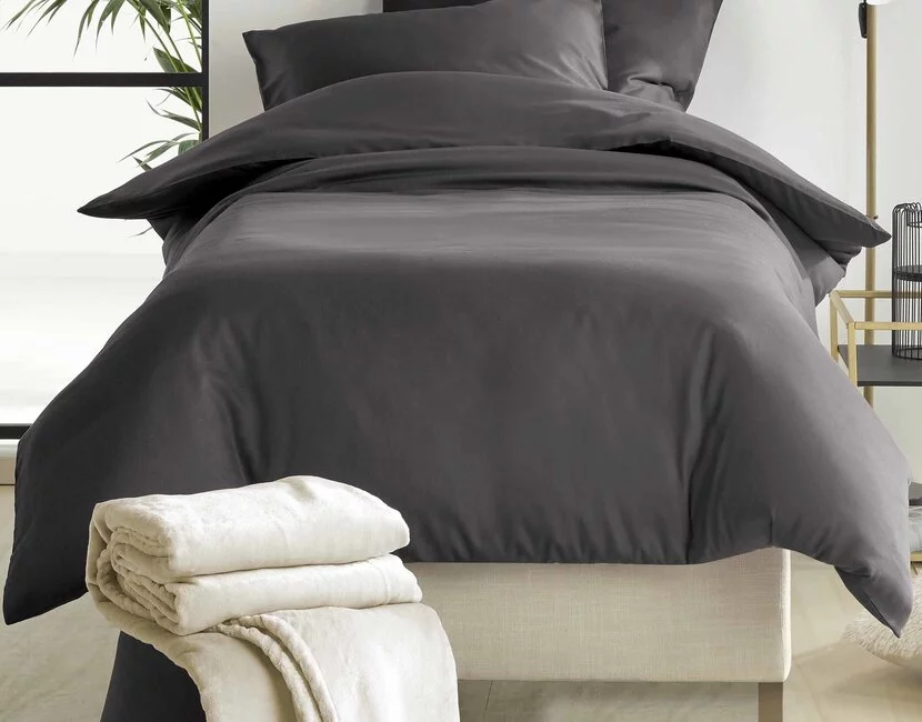 De Witte Lietaer Dekbedovertrek Katoen Satijn, Olivia Ebony - 140 x 200/220 + 60 x 70 cm