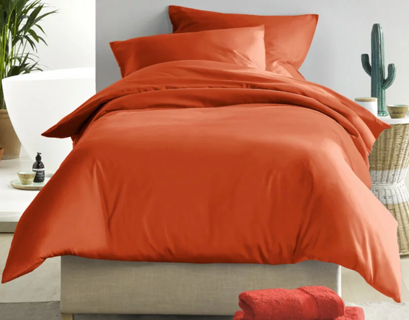 De Witte Lietaer Dekbedovertrek Katoen Satijn, Olivia Rooibos - 140 x 200/220 + 60 x 70 cm