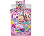 Masha en de Beer Dekbedovertrek Let's Party 140 x 200 cm + 1 kussensloop 70 x 90 cm - 100% katoen