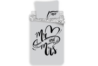 Mr & Mrs - Dekbedovertrek - Grijs