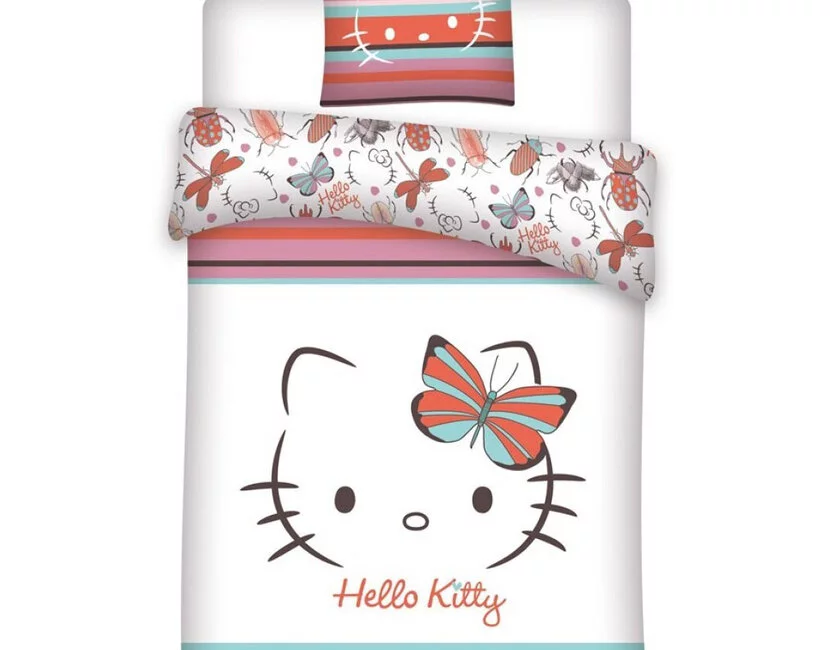 Hello Kitty Dekbedovertrek Vlinder - 140 x 200 cm / 65 x 65 cm - Polykatoen
