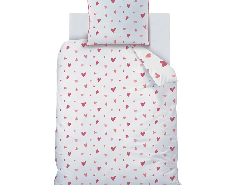 Matt & Rosse Dekbedovertrek, Heart - Eenpersoons - 140 x 200 + 63 x 63 cm - Katoen