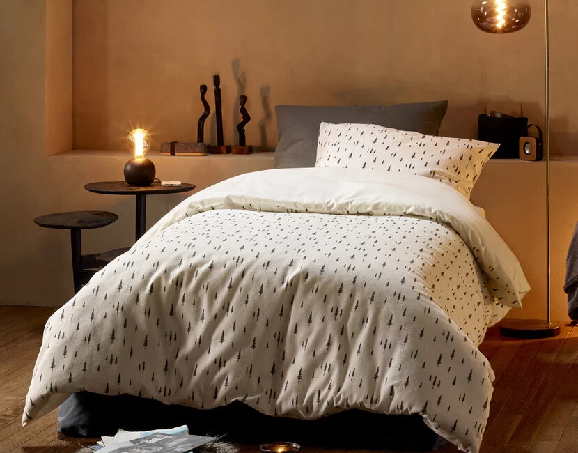 De Witte Lietaer Dekbedovertrek, Dentree Soft White - 140 x 220 cm + 60 x 70 cm - 100% Katoen Flanel