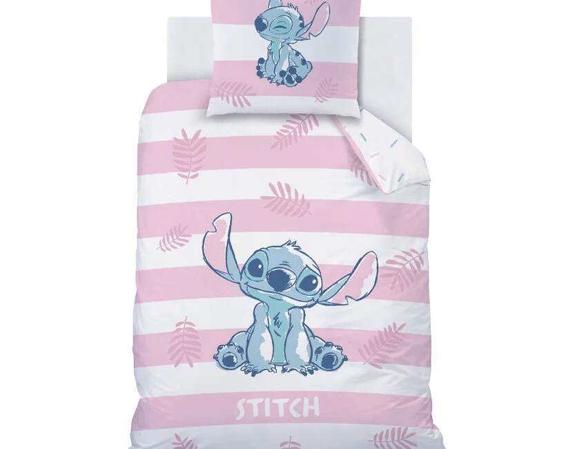 Disney Lilo & Stitch Dekbedovertrek, Stripes - 140 x 200 cm + 63 x 63 cm - Katoen