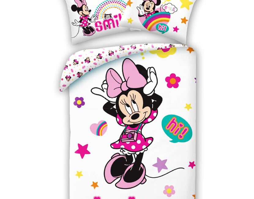 Disney Minnie Mouse Dekbedovertrek, Smile - Eenpersoons - 140 x 200 + 70 x 90 cm - Katoen