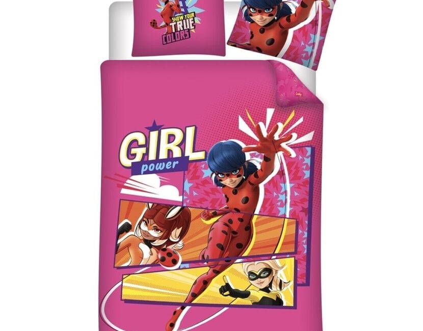 Miraculous Dekbedovertrek, Girl Power - 140 x 200 cm + 65 x 65 cm - Katoen
