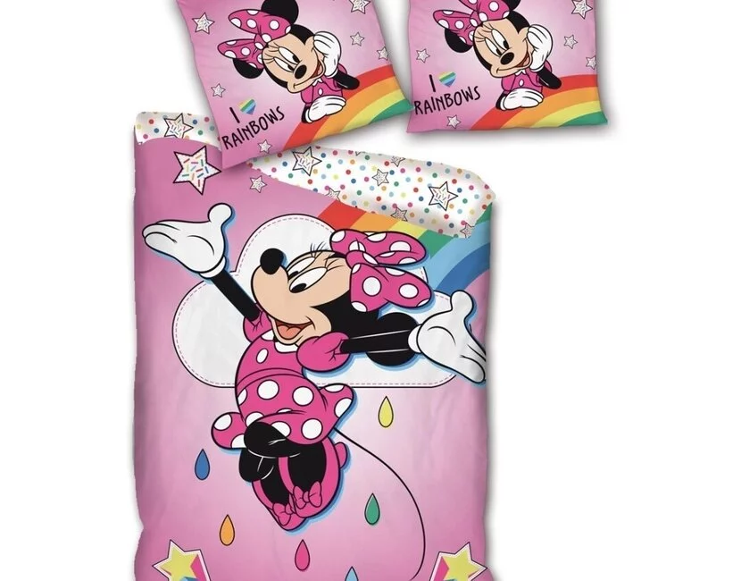 Disney Minnie Mouse Dekbedovertrek, Rainbows - 140 x 200 + 63 x 63 cm - Polyester