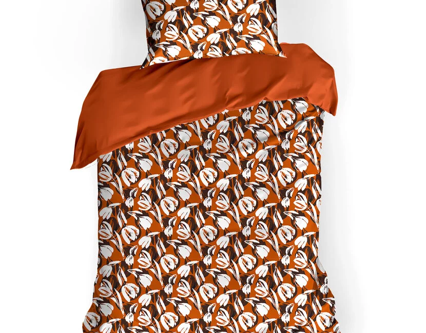 De Witte Lietaer Dekbedovertrek Katoen Satijn, Tulipa Rooibos Tea - 140 x 200/220 + 60 x 70 cm