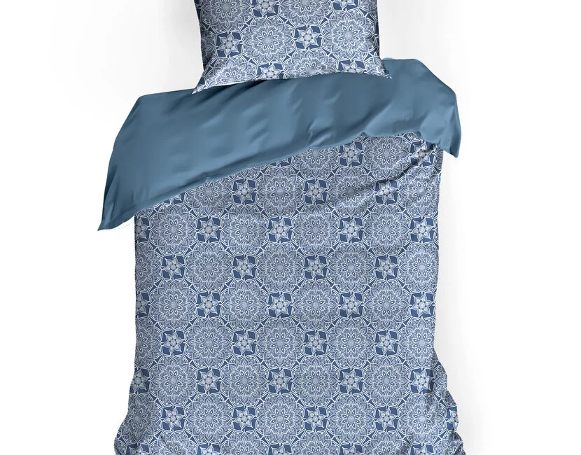 De Witte Lietaer Dekbedovertrek Katoen Satijn, Henna Blue Horizon - 140 x 200/220 + 60 x 70 cm