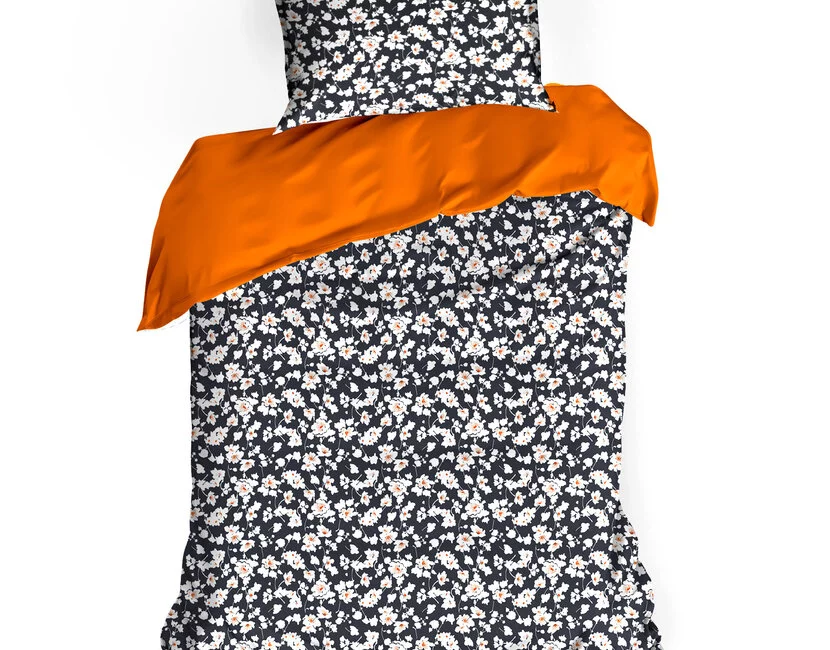 De Witte Lietaer Dekbedovertrek Katoen Satijn, Ginger Tiger Blossom Orange - 140 x 200/220 + 60 x 70 cm