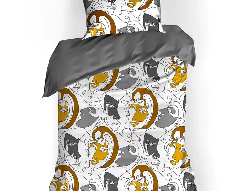 De Witte Lietaer Dekbedovertrek Katoen Satijn, Anastasia Golden Yellow - 140 x 200/220 + 60 x 70 cm