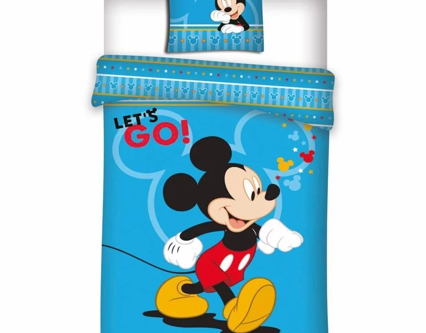 Disney Mickey Mouse Dekbedovertrek Let's Go 140 x 200 cm + 1 kussensloop 63 x 63 cm -
