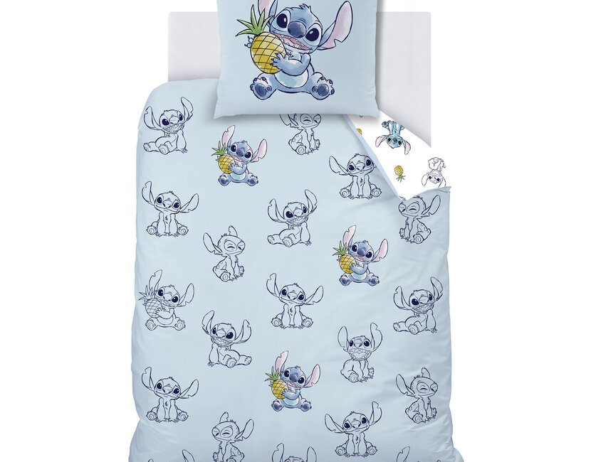 Disney Lilo & Stitch Dekbedovertrek, Ananas - Eenpersoons - 140 x 200 + 63 x 63 cm - Katoen