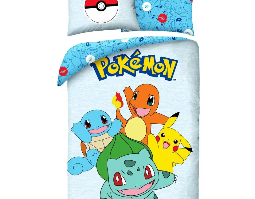 Pokemon Dekbedovertrek, Starters - Eenpersoons - 140 x 200 cm / 70 x 90 cm - Katoen