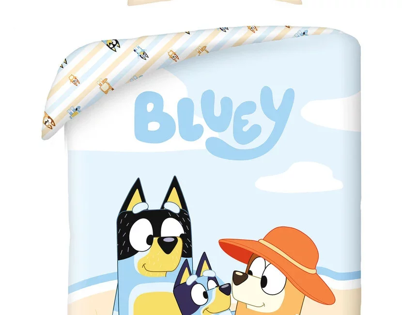 Bluey dekbedovertrek, Beach Time - Eenpersoons - 140 x 200 cm / 70 x 90 cm - Katoen