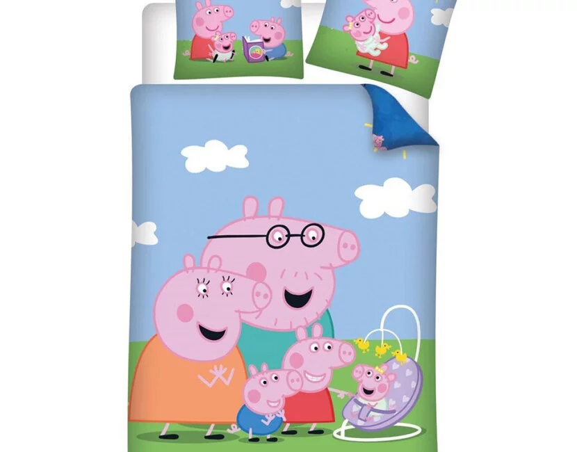 Peppa Pig Dekbedovertrek Family - 140 x 200 + 65 x 65 cm - Polykatoen
