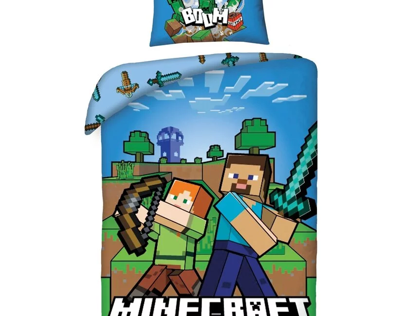 Minecraft Dekbedovertrek Pixel - 140 x 200 cm + 50 x 70 cm - Katoen