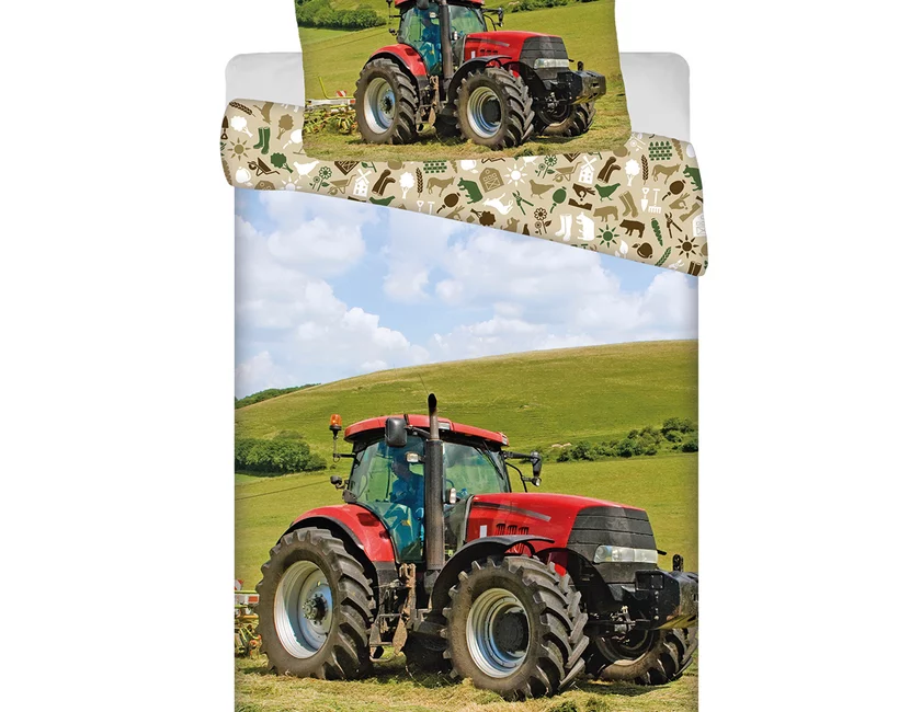 Sweet Home Dekbedovertrek, Tractor - Eenpersoons - 140 x 200 cm / 70 x 90 cm - Katoen