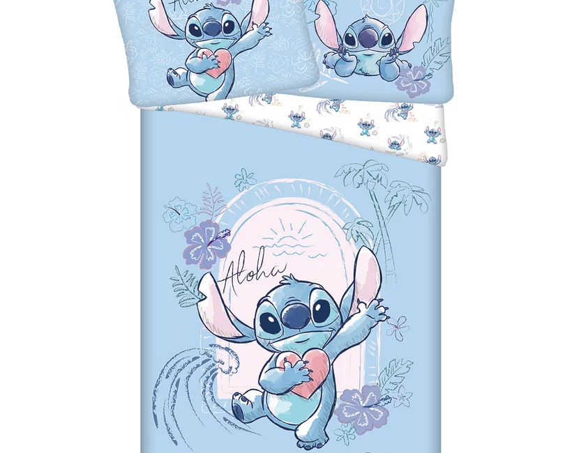 Disney Lilo & Stitch Dekbedovertrek, Wave - Eenpersoons 140 x 200 + 70 x 90 cm - Katoen