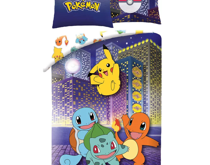 Pokemon Dekbedovertrek, City - Eenpersoons - 140 x 200 + 70 x 90 cm - Polyester