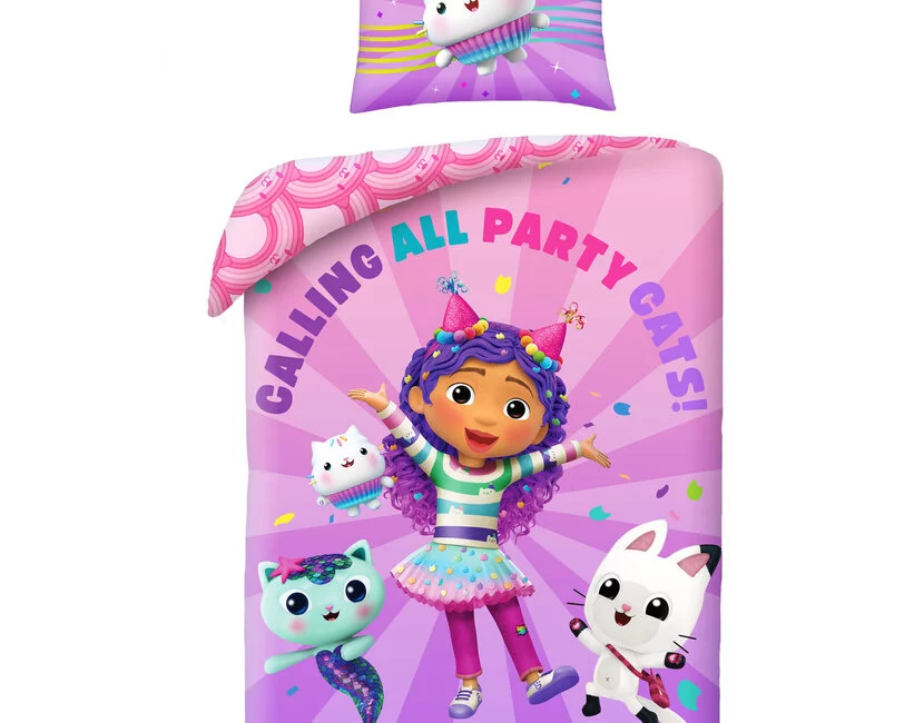 Gabby's Poppenhuis Dekbedovertrek, Party Cats - 140 x 200 + 70 x 90 cm - Polyester