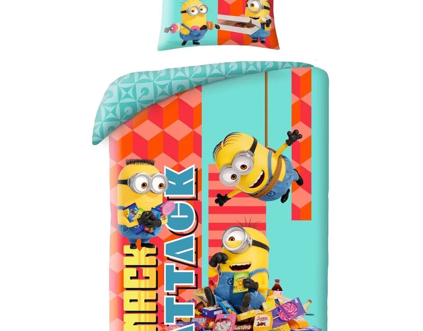 Minions Dekbedovertrek, Snack Attack - Eenpersoons - 140 x 200 + 70 x 90 cm - Polyester
