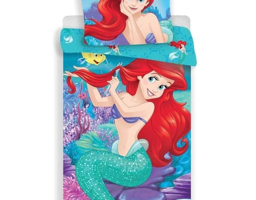 Disney Kleine Zeemeermin Dekbedovertrek, Ariël - 140 x 200 cm + 70 x 90 cm - Katoen